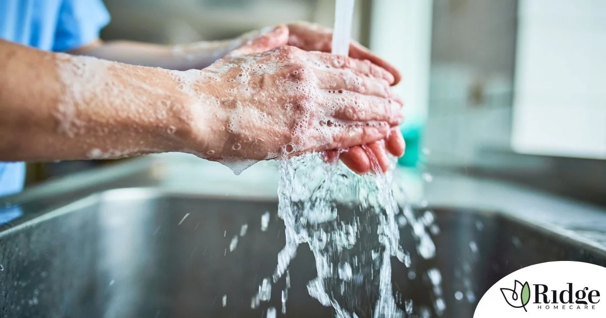 Observing hand hygiene as a part of caregiver wellness during flu season.